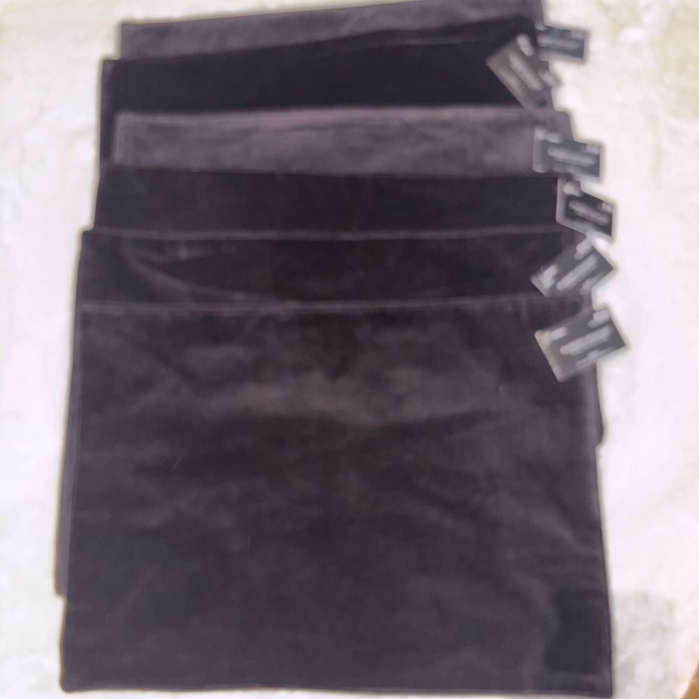 Set Of 6 Robert Stanley Black  Velvet  Placemats 13"X18" Cotton Back